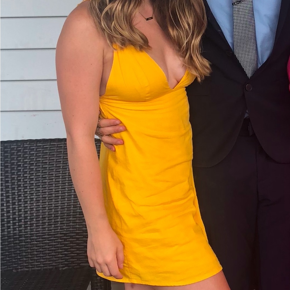 Urban Outfitters Yellow Linen Mini Dress